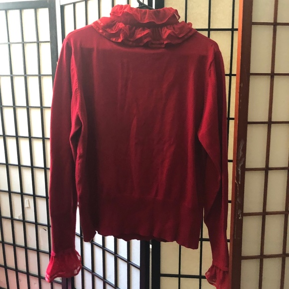 Red knit top with elegant collar - Picture 4 of 4